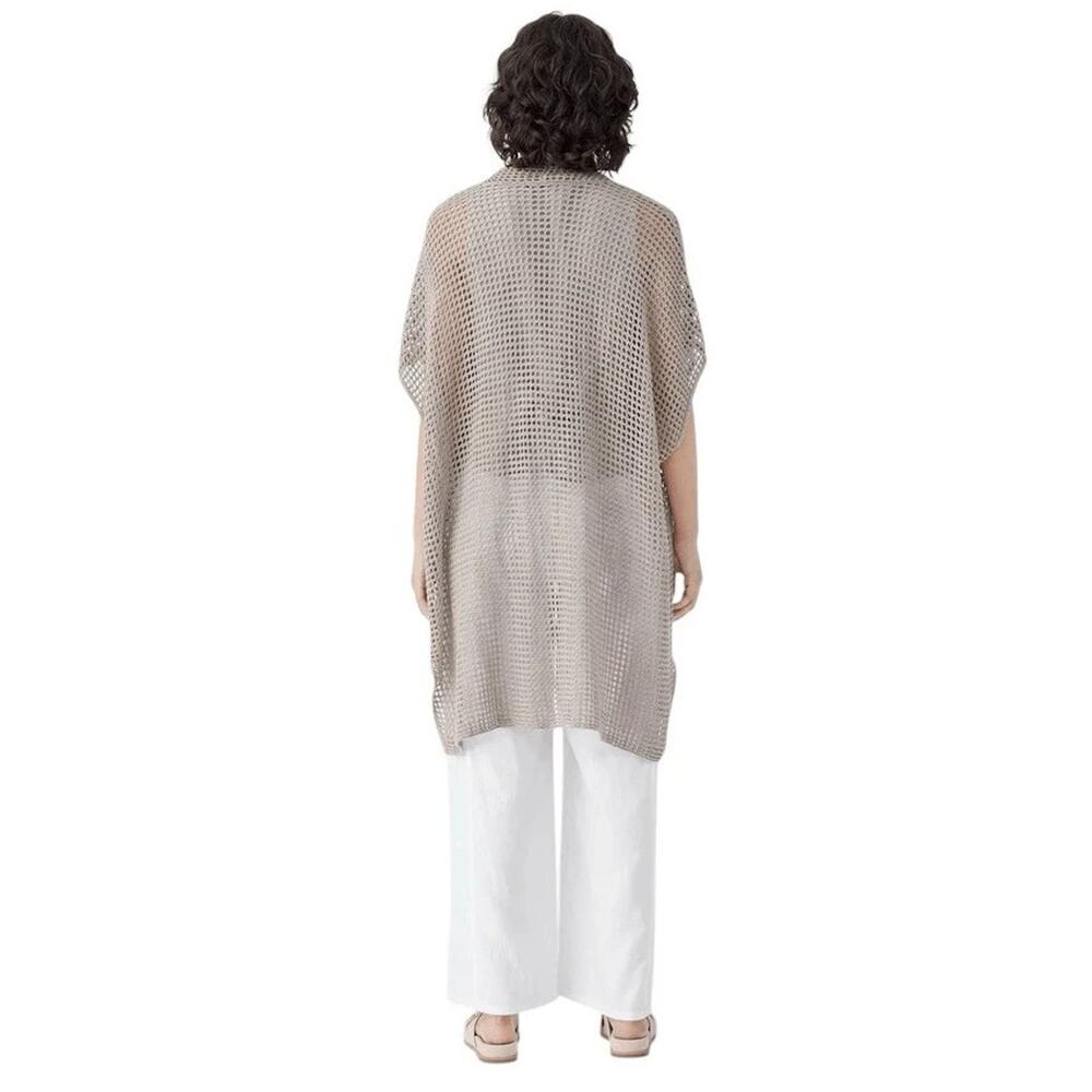 A5 NEW EILEEN FISHER Open Stitch Longline Organic Linen Cardigan Size S/M P/M - Picture 2 of 7